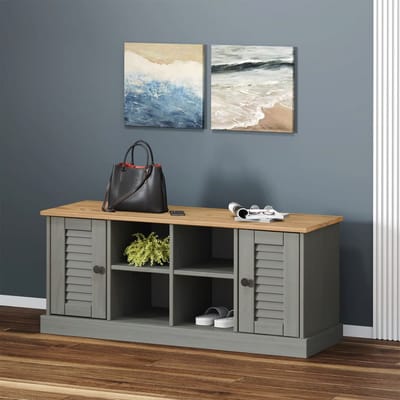 vidaXL - Schoenenbank - VIGO - 106x35x45 - cm - massief - grenenhout - grijs