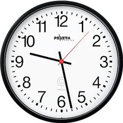 Peweta radiogestuurde wandklok Ø 250 mm, zwart, Arabische cijfers, radiogestuurde klok DCF77, mineraalglas