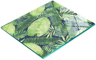 Decoratieve glazen snijplank met tropische bladeren, 60x52 cm