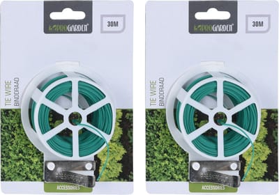 IJzerdraad / planten binddraad / staaldraad - 2x - groen - ommanteld - 30 meter - geschikt voor planten