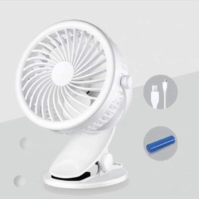 Solvix tafel ventilator geluidloos - Mini Clip Fan - Wit - Oplaadbare Lithiumbatterij - Geluidsarm - Voor Thuis en Buiten