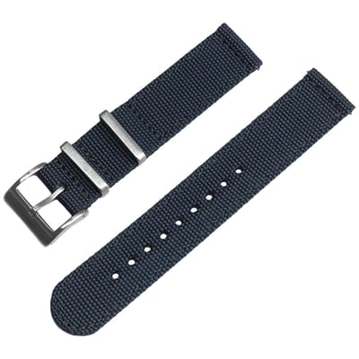 Canvas Like Nylon Two Piece NATO Strap - Makkelijk Zelf te Verwisselen Horlogeband - Blauwgrijs 18mm