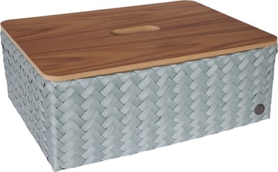 Opbergmand - Rechthoekige mand met deksel - Organizer - Woonkamer - Kinderkamer - Badkamer - Babykamer - Duurzaam & handgevlochten - Handed By Optimum met deksel - lichtgroen - eucalyptus