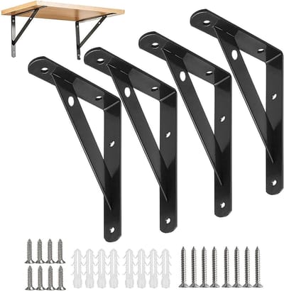 Set van 4 Sterke Hoekplanken met Schroeven en Pennen, 150mm, Tot 30kg, Ideaal voor Wandmontage, Boekenplanken en Tuin Gebruik