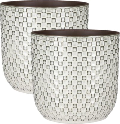 Mica Decorations - Plantenpotten/bloempotten 2x stuks - Keramiek - D21/H20 cm