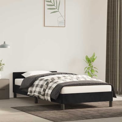 vidaXL - Bedframe - met - hoofdeinde - zonder - matras - 80x200 - cm - fluweel - zwart
