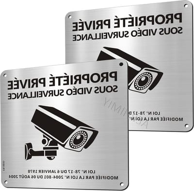 Surveillance Panneau - Video Surveillance - Private Property - UV Resistant Waterproof - 15x15cm - Aluminium