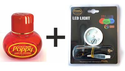 Poppy Grace Mate Luchtverfrisser Auto – Cherry Geur – Inclusief RGB LED Lampje met Aanstekerplug – Auto & Truck