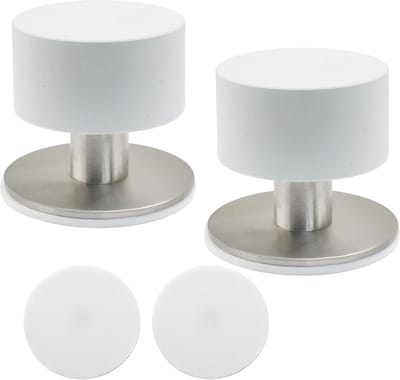 Zelfklevende deurstopper 2 stuks met rubberen bumper en roestvrijstalen afwerking, 40 mm diameter, perfecte wand- of vloerdeurhouder
