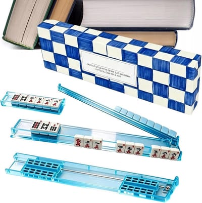Mahjong Tegelstandaard - Tegelhouder - Spel Organiseren - Schildpadstijl - 44 x 8 cm - Blauw