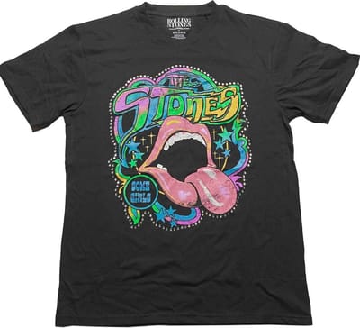 The Rolling Stones - Some Girls Neon Tongue Heren T-shirt - S - Zwart