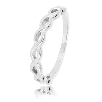 My Bendel - Gewoven Zilverkleurige Aanschuifring - Speelse Schakelring - met Luxe Cadeauverpakking | Sieraden Voor Dames | Maat 16.00 Mm / Maat 50