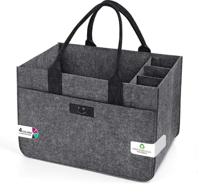 Grote Opvouwbare Vilten Boodschappentas (30L) met Vakken - Multifunctionele Mand voor Boodschappen en Opslag