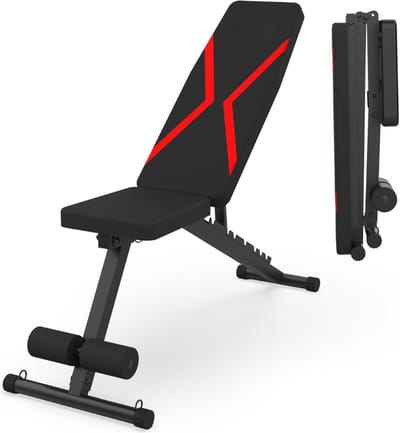 SNJY® Fitnessbank - Halterbank - Trainingsbank - Tot 300KG - Verstelbaar en Inklapbaar - 8 Standen - Zwart