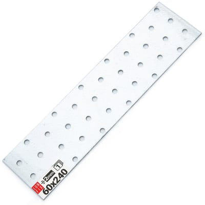 LUN FIX - Flachverbinder 240 x 60 x 2mm - 1 stuk - Lochplaat - Verbindingsplaat - Verbinder - Houtverbinder - Verzinkt