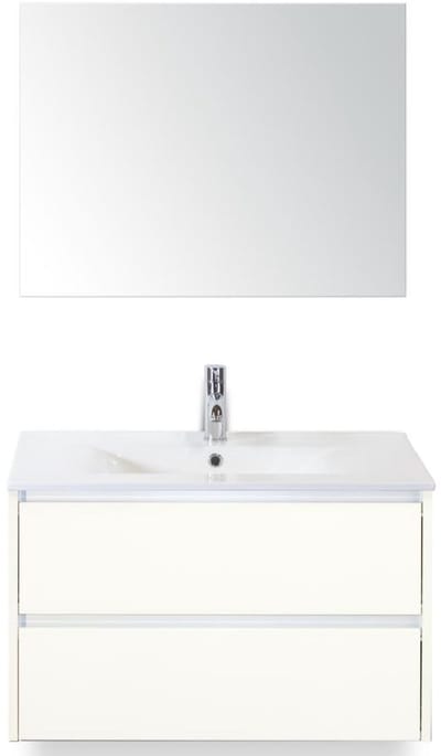 Dante Badmeubelset 80 cm - Wit Hoogglans - Keramische Wastafel Wit Enjoy met Spiegel