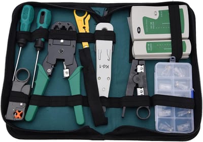 Netwerkonderhoud Kit - Kabeltest Tools - Netwerk Installatie - 11-delige Combinatie - 841 Gram - Groen