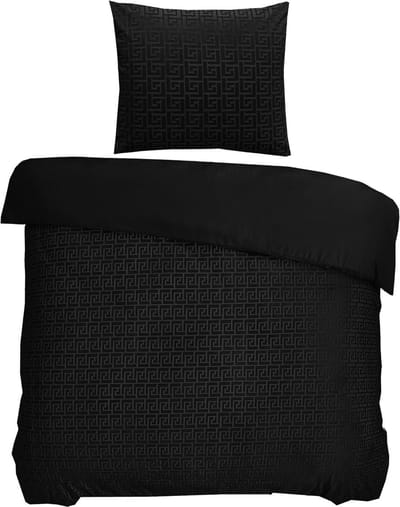Husch - Micromink Fluweel Dekbedovertrek - 140x220 - Greek Zwart - Superzacht jacquard fluweel