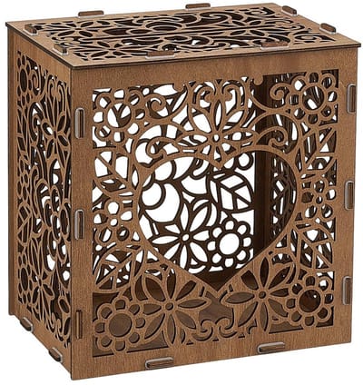 Dailygoods- Trouwkaartdoos Houten - Kaartenopbergdoos met Sleuf - Geschenkdoos Bruiloft - Souvenirdoos - 25 x 18 x 25 cm - Stevig en Duurzaam