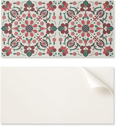 Kant-en-klaar vinylpaneel met decoratieve print, 100x50 cm, bloemenpatroon met symmetrie.