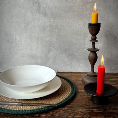 OZ Home - 6-delige Placemat Set - Rond - Beige/Groen - Duurzaam & Stijlvol - Voor Tafelbescherming en Decoratie