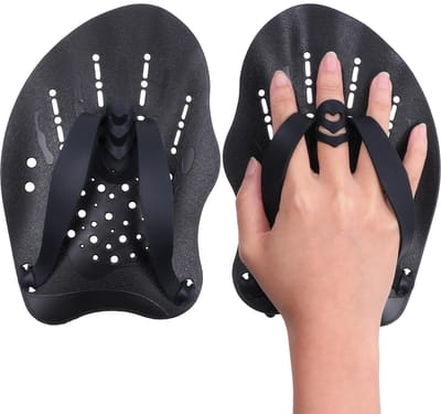 Zwemhandpaddles 2 Stuks - Zwemtraining Verstelbaar - Verbeter Slagtechniek - 18,5x12,2 cm - Zwart