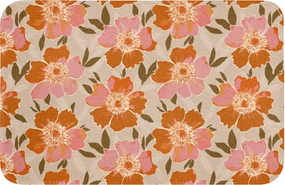 Badmat 60x40 cm - Antislip - Bloemen - Motief - Retro - Badmatten voor badkamer - Badkamermat - Douchemat - Badkamer mat