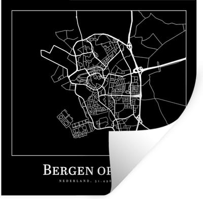 Muurstickers - Sticker Folie - Plattegrond - Bergen op Zoom - Stadskaart - Kaart - 100x100 cm - Plakfolie - Muurstickers Kinderkamer - Zelfklevend Behang XXL - Zelfklevend behangpapier - Stickerfolie
