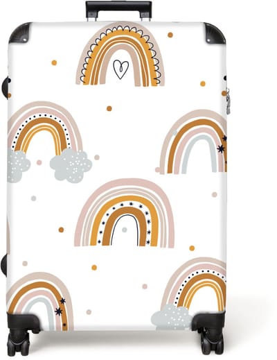 NoBoringSuitcases.com® - Koffer groot - Reiskoffer lichtgewicht - Patroon - Regenboog - Meisje - Stippen - Rolkoffer met 4 wielen - Grote trolley XL - 98 liter bagage