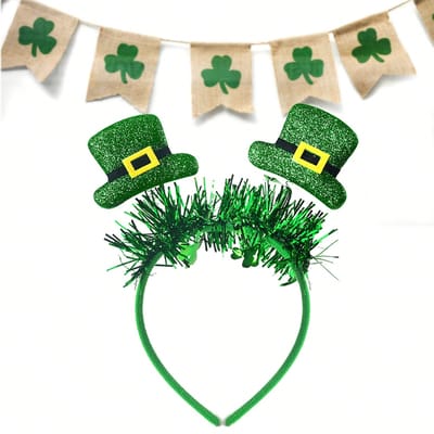 1 pièce St. Bandeau Irlandais de la Saint-Patrick, Sequins Trèfle + Élément Chapeau Vert Headpiece de Fête, Bandeau Décoration Ambiance Fête, one-size