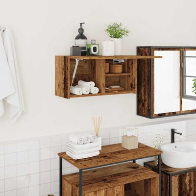 vidaXL - Badkamerwandkast - 60x25x30 - cm - bewerkt - hout - oud - houtkleurig