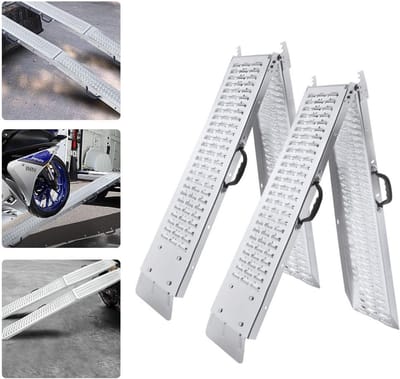 2-delige Antislip Oprijplaten Set tot 400 kg - Zilver Aluminium Laadrampen