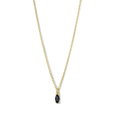 New Bling 9NB-0692 zilveren ketting - goudkleurig - zirconia - 45CM - trendy en stijlvol