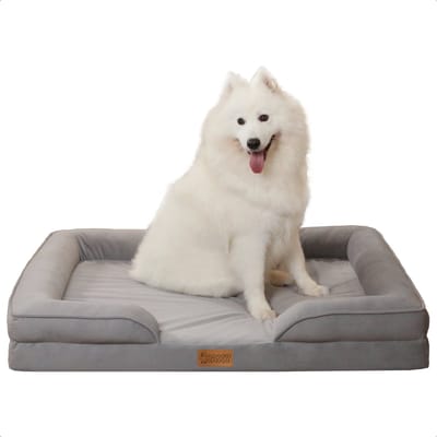 JAXY - Orthopedisch Hondenbed - Hondenmand - Hondensofa - Anti-Slip en Wasbaar - 107 x 81 x 16,5 - XL - Grijs
