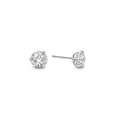 MIASOPHIA 4-MS22070 Stalen Oorknoppen Zirkonia - 3mm - Staal - Zilverkleurig