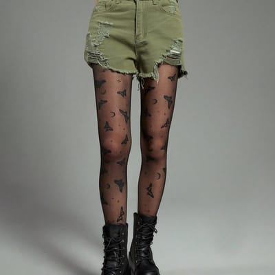 1 Bas en Soie Imprimés Papillons Tendance et Créatifs pour Femmes, Collants en Soie 20D Anti-Accroc 15-20Y gray