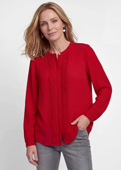 Blouse met ruches en biesjes - bordeaux - Gr. 19 van Goldner Fashion