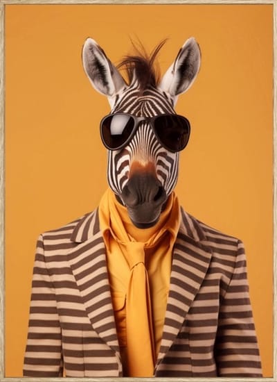 Schilderij zebra in pak