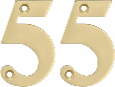 AMIG Huisnummer 55 - massief messing - 10cm - incl. bijpassende schroeven - gepolijst - goudkleur
