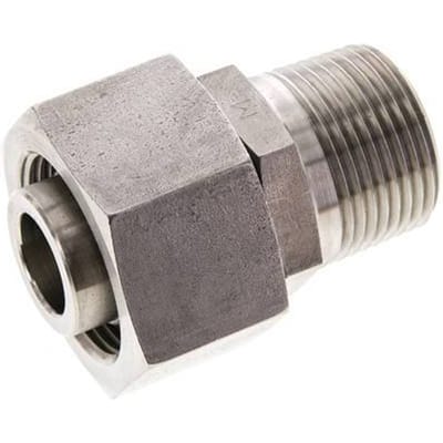 25S & 1'' NPT RVS Rechte Draaidoorvoer Buitendraad 400bar Verstelbaar ISO 8434-1