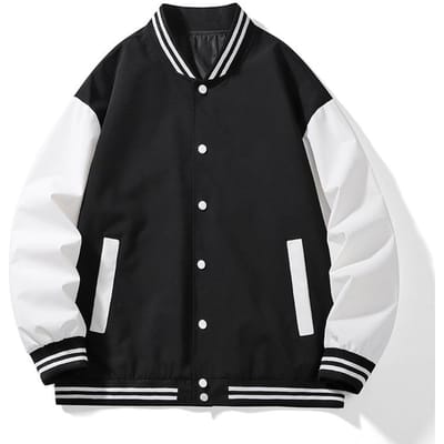 Baseballshirt Heren High-end Trendy Herenjas Lente en Herfst Jeugd Hip-hop Opstaande Kraag Kleding voor Koppels Contrasterende Jas XXL white