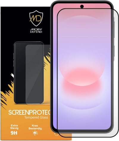 MobyDefend Screenprotector - Geschikt voor Samsung Galaxy A37 - Screensaver Met Zwarte Randen - Gehard Glas