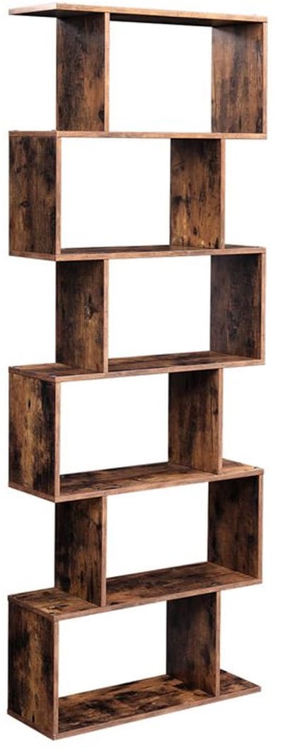 Songmics - Vrijstaande Boekenplank - 190,5 cm - Bruin - Functioneel - Eenvoudige Montage