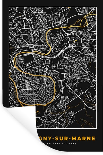 Muurstickers - Sticker Folie - Champigny-sur-Marne - Stadskaart – Plattegrond – Kaart – Frankrijk - 20x30 cm - Plakfolie - Muurstickers Kinderkamer - Zelfklevend Behang - Zelfklevend behangpapier - Stickerfolie