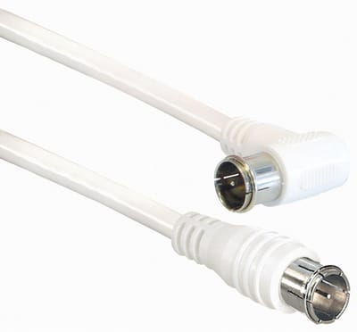 F-quick (m) recht - F-quick (m) haaks coaxkabel - wit - 1,5 meter