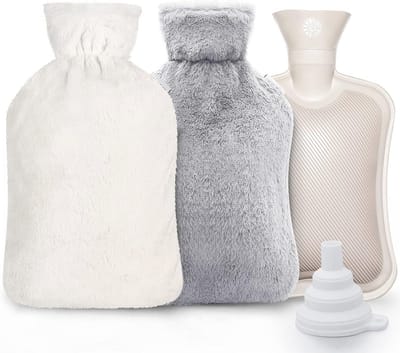 2 Liter Warmwaterkruik met Pluizige Hoes - Natuurlijk Rubber voor Snelle Pijnverlichting