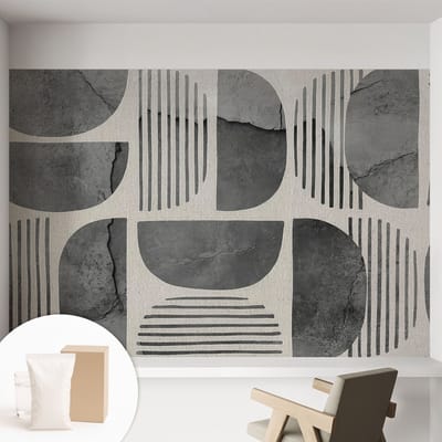 Coloray Behang - Geometrische vormen Wandbekleding - 152x104 cm - Grijs Behang - Voor liefhebbers van modern design - Behang Voor op kantoor, voor de woonkamer, voor de hal - Muurbehang Abstractie