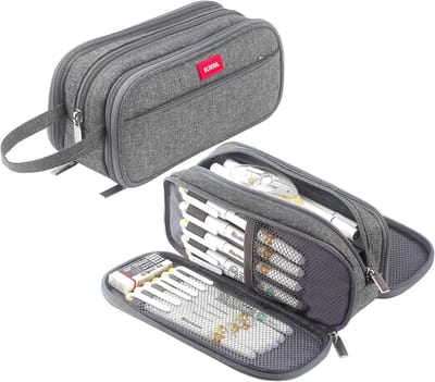 Grote capaciteit pennenetui met 3 vakken - Handheld etui voor school en kantoor