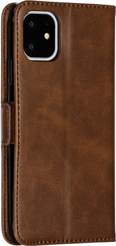 Peachy Leren Wallet Bookcase hoesje portemonnee geschikt voor iPhone 11 - Bruin