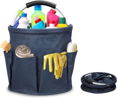 Schoonmaakmand met Handvat, Organizer voor Gereedschap en Accessoires, 6 Vakken, Ideaal voor Binnen en Tuin, 28 x 28 cm